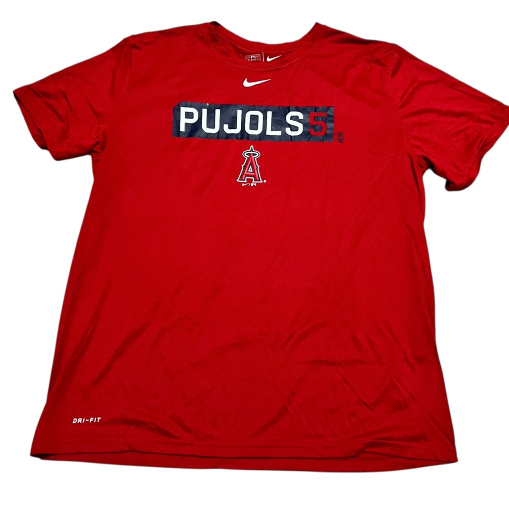 Nike dri fit Los Angeles Angels men's Pujols #5 Graphic Tee shirt size XL MLB‎